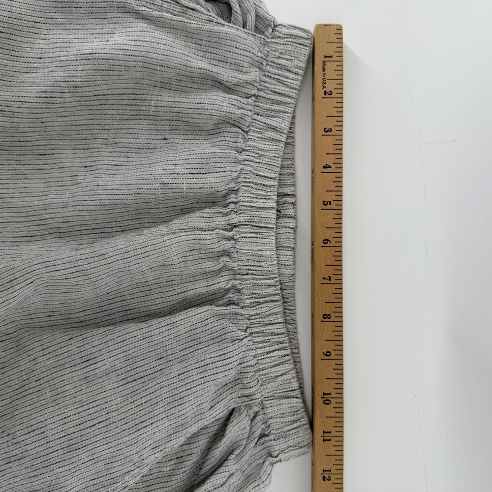 Willow 100% Linen 2 Piece Set Gray White Striped Top and Cropped Pants Womens M - Picture 9 of 11